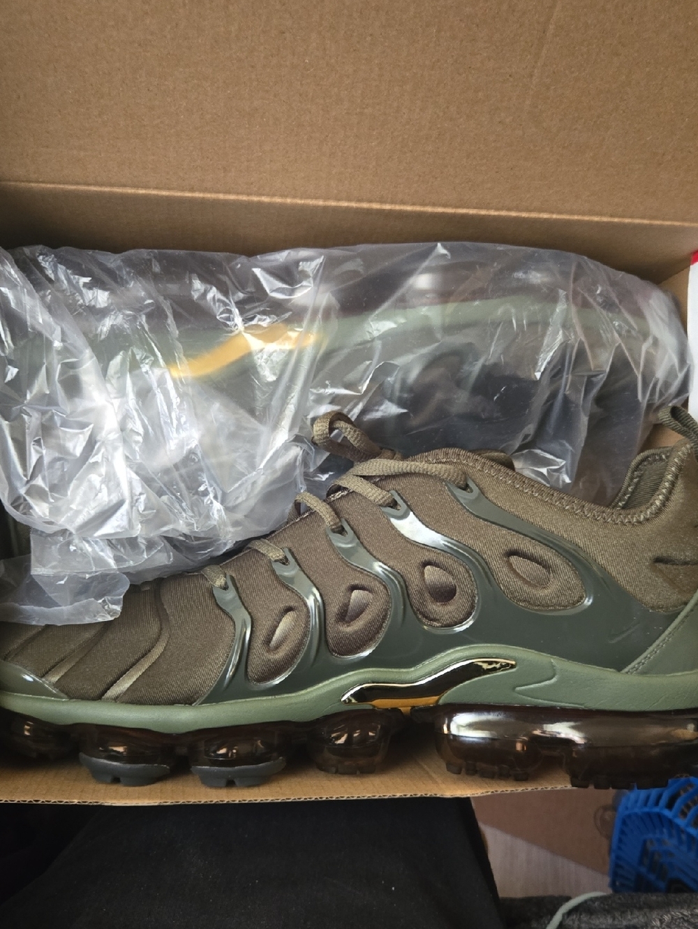 Nike Men's Olive Green and Brown VaporMax Plus Sneakers